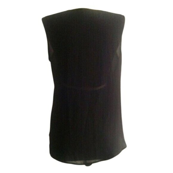 Charming Charlie Size Small Blouse Sleeveless Black Yellow Button Detail Sheer - Picture 3 of 8